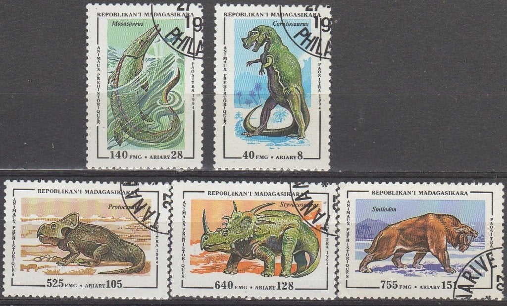 Madagaskar - Prehistorische dieren - 1994, Ophalen of Verzenden, Gestempeld