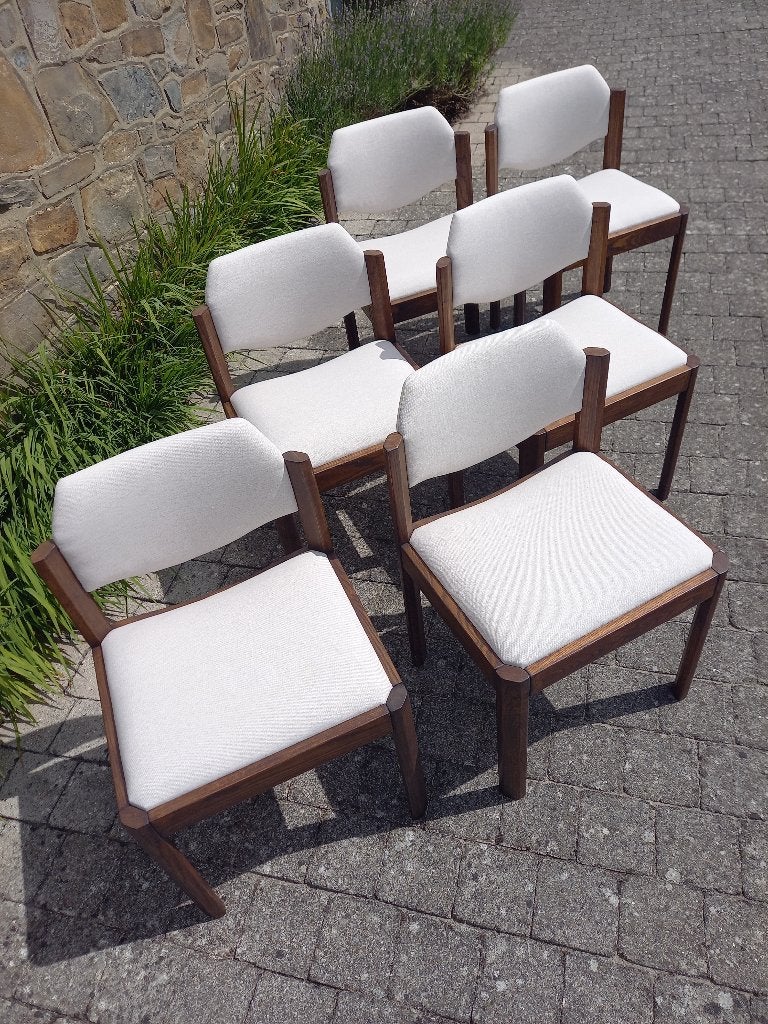 Lot de 6 chaises vintage années 60 – 70, Mid century, Comme neuf, Brun, Enlèvement