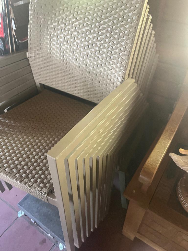 6 of 12 Bristol tuinstoelen met bijhorend zitkussentje, Enlèvement, Utilisé, Aluminium, Empilable