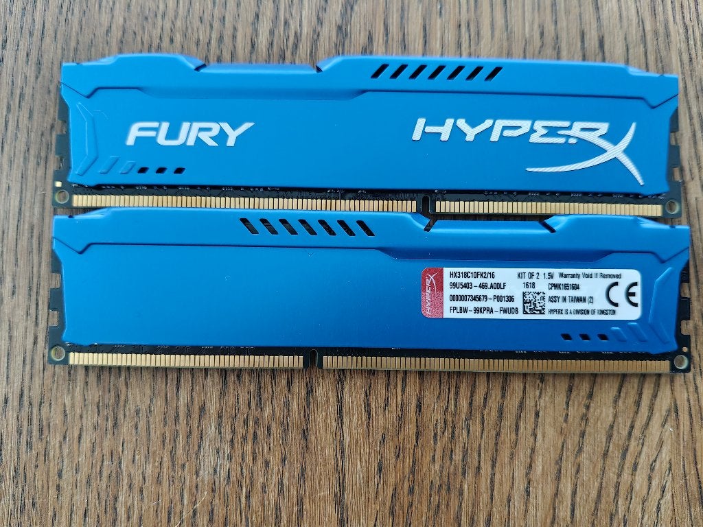 Kingston Hyper X Fury 2x 8GB = 16GB, Computers en Software, RAM geheugen, Ophalen, DDR3, Zo goed als nieuw, 1866 MHz