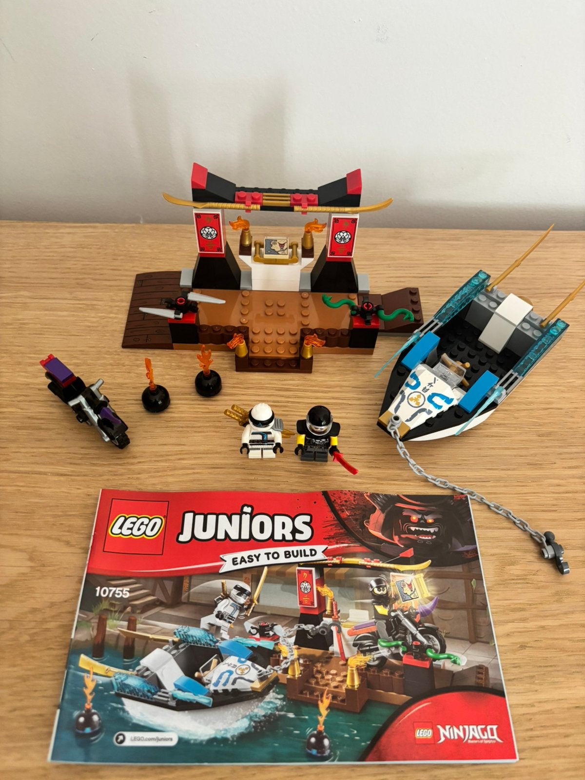 Lego ninjago Zane's Ninja Boat Pursuit 10755, Lego, Ophalen of Verzenden, Zo goed als nieuw, Compleet