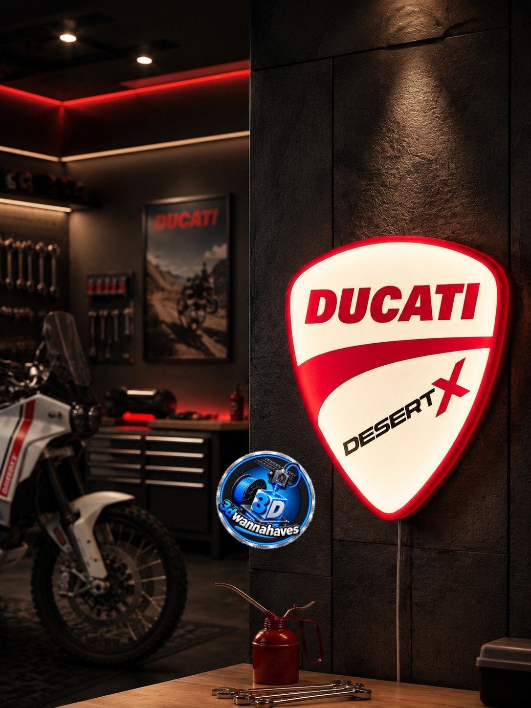 Ce panneau LED Ducati DesertX coûte maintenant 39,95€., Enlèvement ou Envoi, Neuf, Table lumineuse ou lampe (néon)