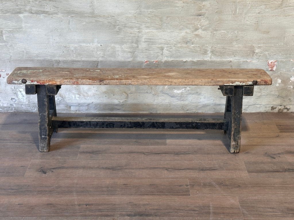 Houten zitbankje - 150 x 24 cm + 45 cm hoog, Maison & Meubles, Chaises, Enlèvement ou Envoi, Autres couleurs, Landelijk, Utilisé