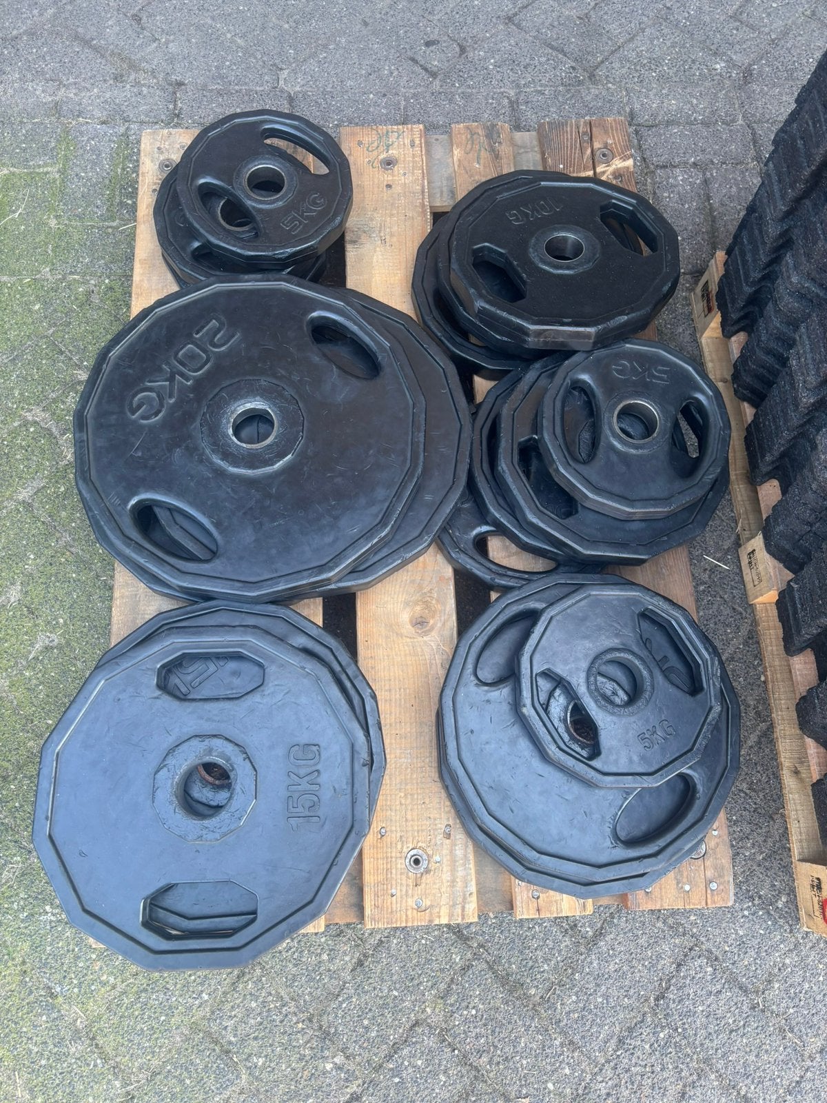 250 kg halterschijven 50 mm, Ophalen, Zo goed als nieuw, Halterschijven