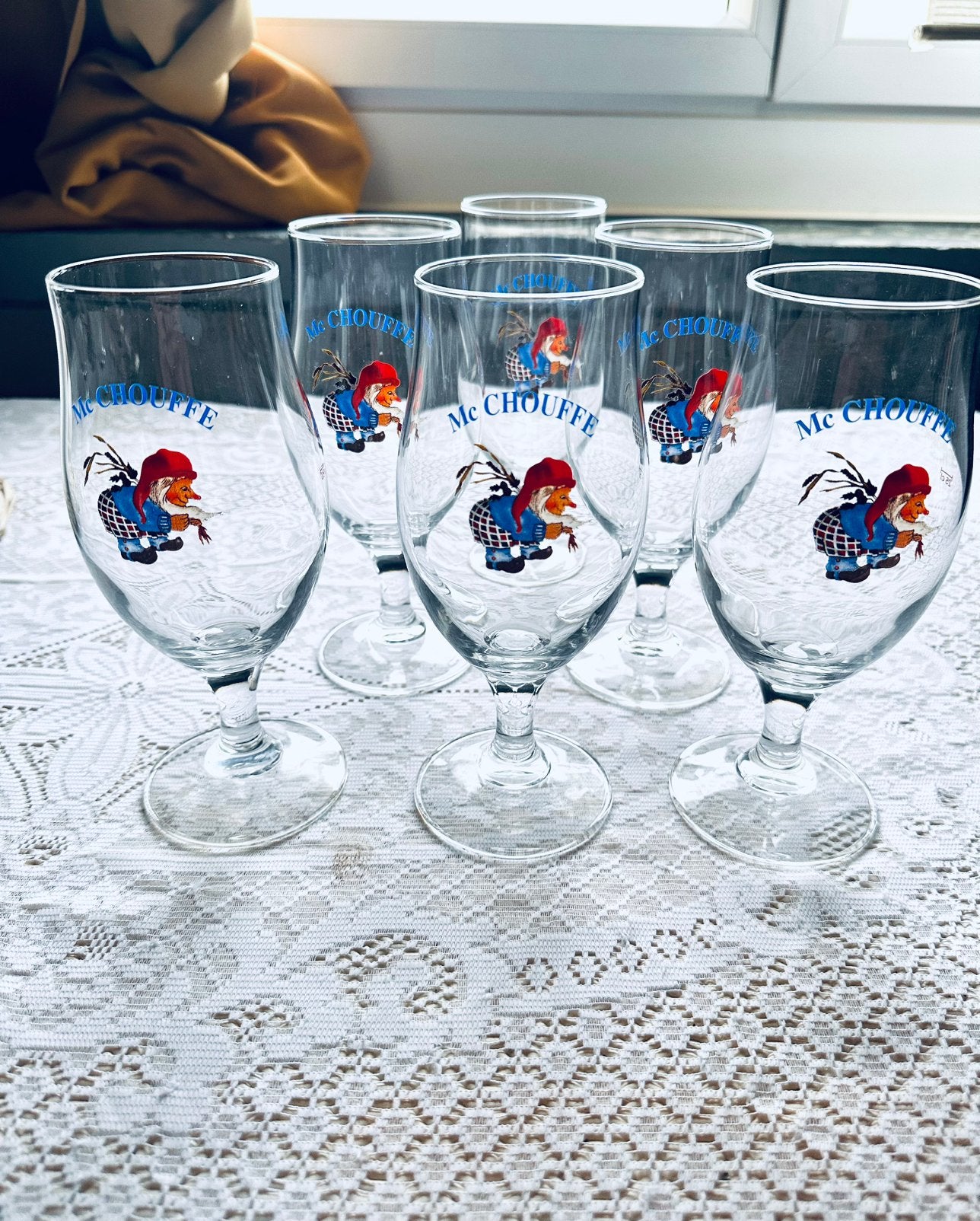 Mc Chouffe glazen authentieke vintage Belgische Ardennen, Ophalen, Nieuw, Bierglas