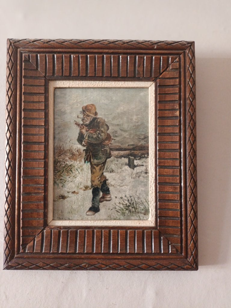 Petite peinture sur toile, Portrait ou Personnes, Signé, Peinture à l'huile, Enlèvement
