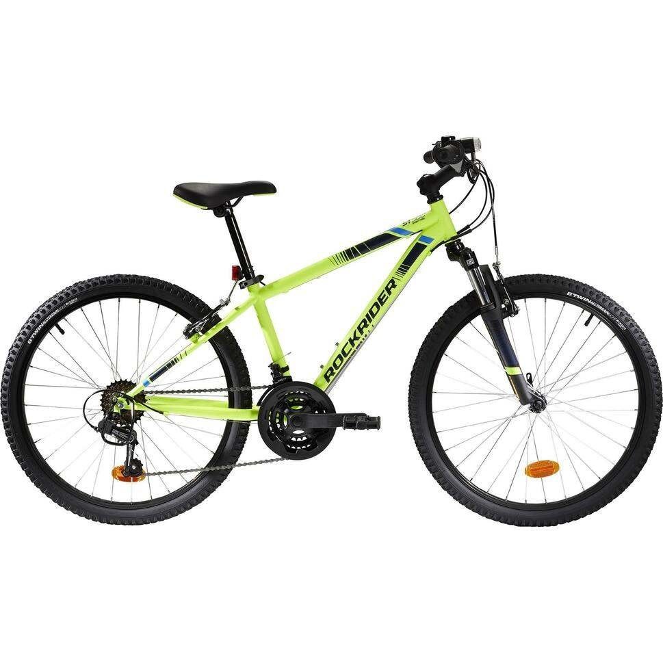 Btwin Rockrider 24 inch 9-12 jaar fluo geel, Ophalen, Velgrem, Versnellingen, Btwin Decathlon