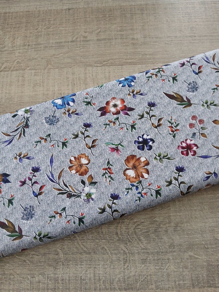 Coupon katoen stof met bloemen (1,45 meter), Meerkleurig, 120 cm of meer, Nieuw, Ophalen of Verzenden