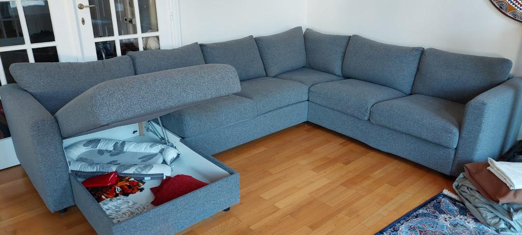 Canape 5 places [Angle + Merdienne] - Vilme, 150 cm ou plus, Bois, Quatre personnes ou plus, Comme neuf