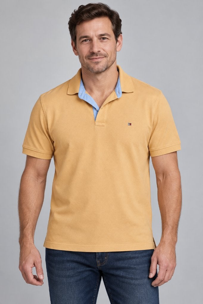 Tommy Hilfiger gele polo L, Ophalen of Verzenden, Gedragen, Maat 52/54 (L)