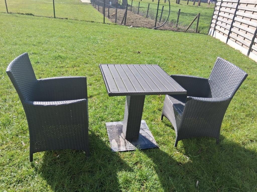 Tuin of terrasset in donkergrijs, Kunststof, Zo goed als nieuw, Tuinset, Ophalen