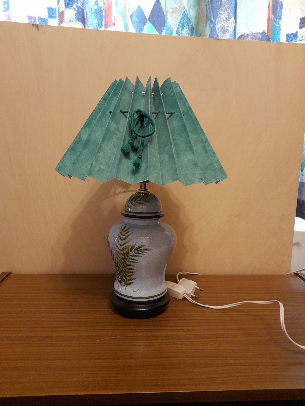 lampe à poser vintage céramique craquelée fougère-Année 70/8, Enlèvement