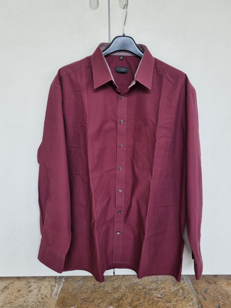 Wijnrood hemd Eterna maat 44, Kleding | Heren, Overhemden, Eterna, Ophalen of Verzenden, Zo goed als nieuw, Halswijdte 43/44 (XL)