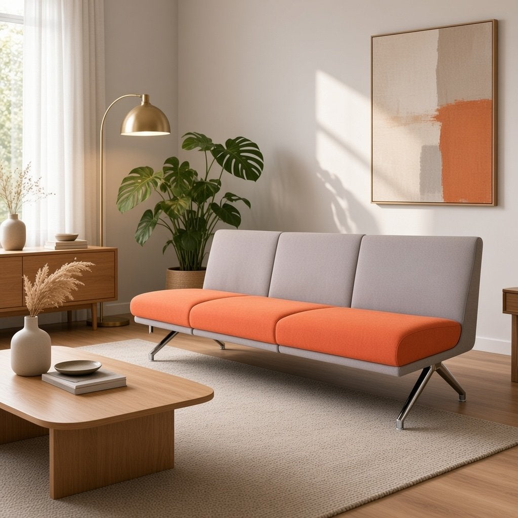 Fauteuil trois places orange vintage, Enlèvement ou Envoi