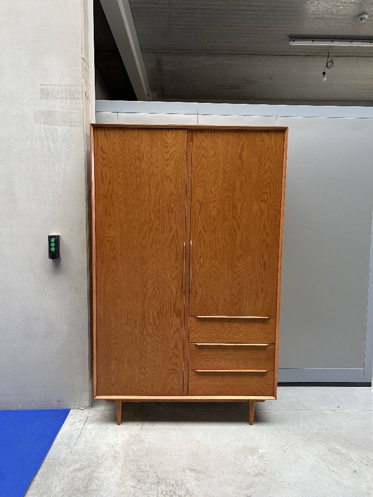 Kleerkast uit massief eik en eik fineer, Ophalen, Scandicraft, 100 tot 150 cm, Eikenhout