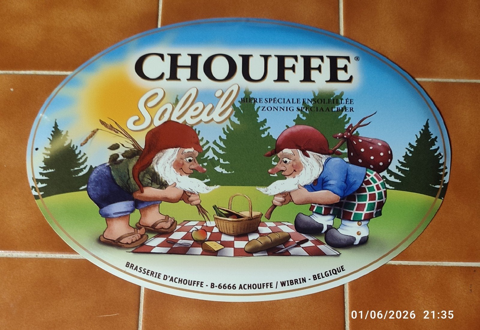 CHOUFFE Soleil ️ klein bord., Ophalen of Verzenden, Zo goed als nieuw, Reclamebord, Plaat of Schild, Overige merken