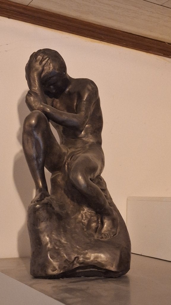 Beeld naar De Denker van Rodin, Statue, Brun, Gips, Homme