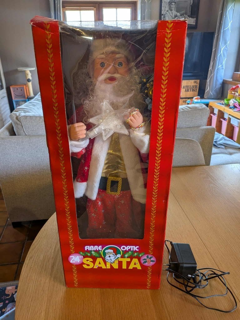 Grand-père Noel vintage automate et lumineux. 65 cm, Enlèvement, Comme neuf
