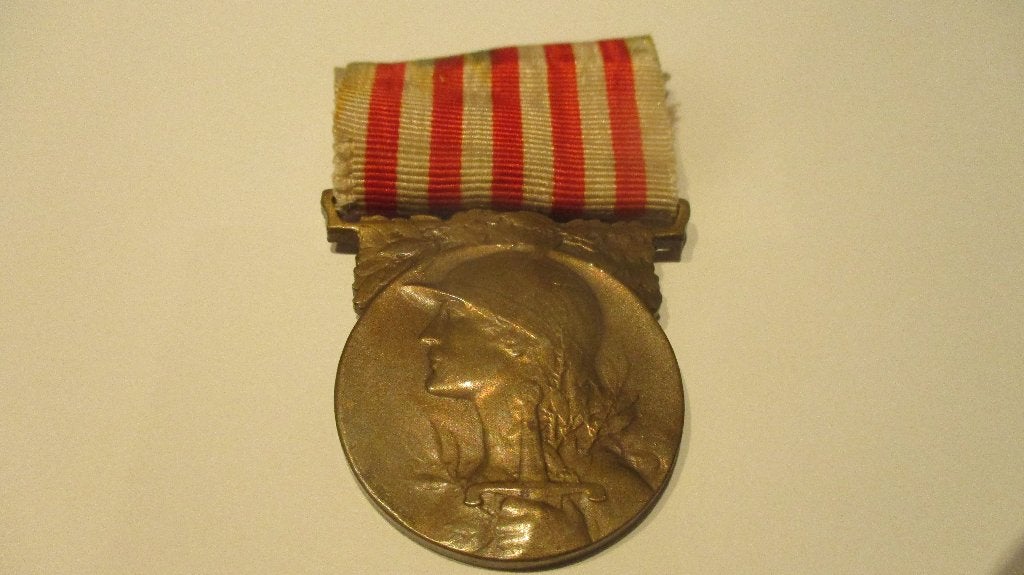 Franse herdenkingsmedaille voor de Grote Oorlog, Verzamelen, Ophalen of Verzenden, Landmacht, Lintje, Medaille of Wings