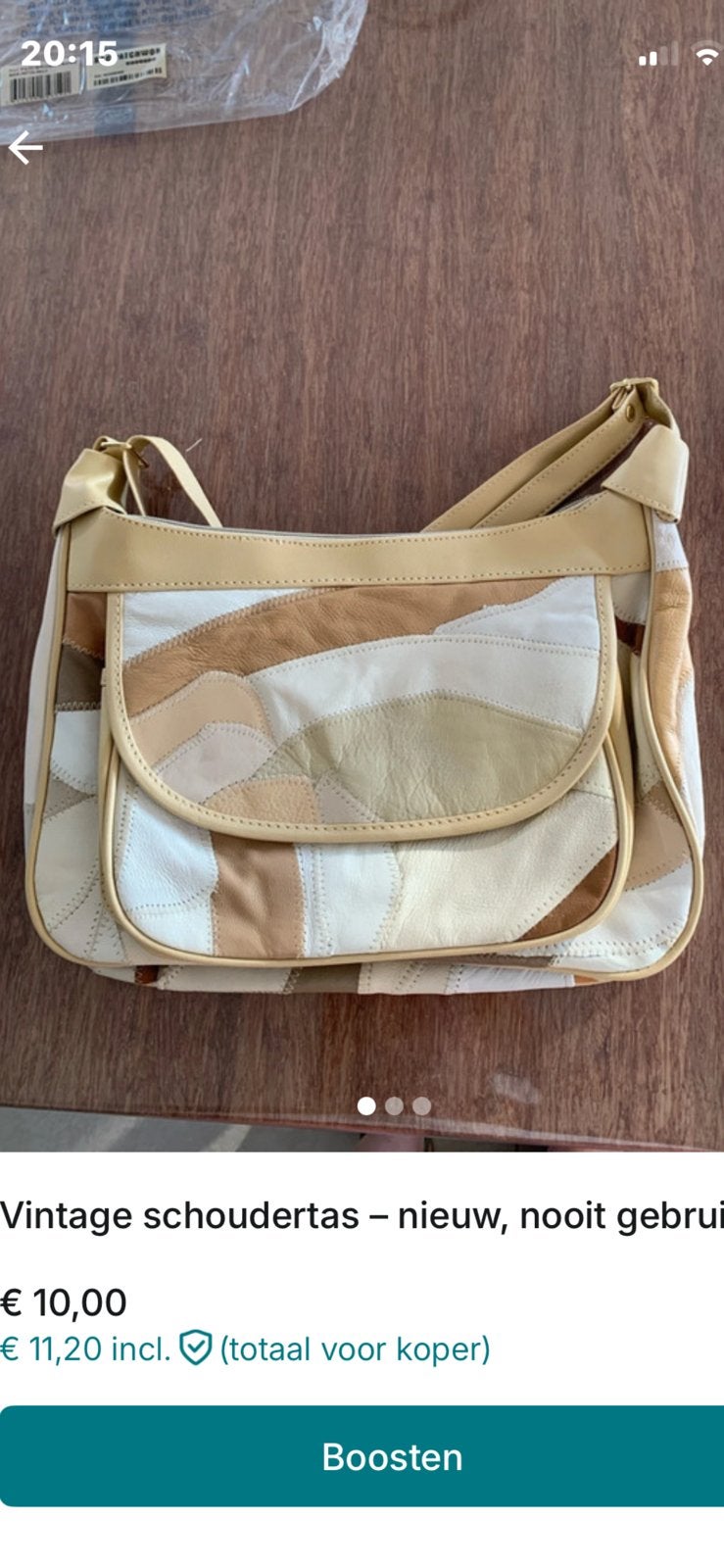 een nieuwe, nooit gebruikte vintage patchwork handtas, Handtassen en Accessoires, Tassen | Damestassen, Nieuw, Handtas, Beige