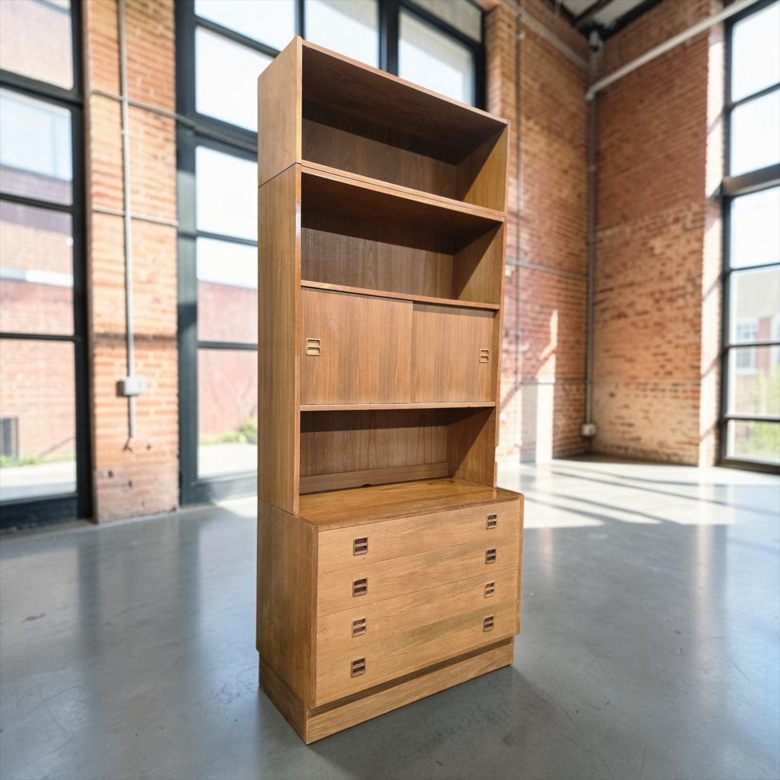 Vintage houten leggerkast / boekenkast / vitrine, Ophalen