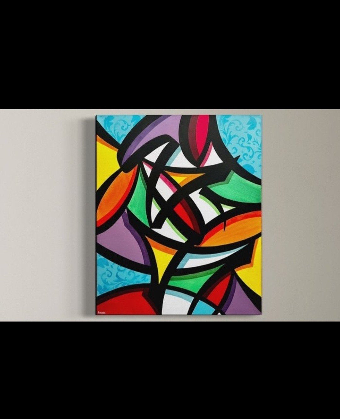 Toile Pop Art Belzac 61x50 - Abstrait coloré - Graffiti, Enlèvement ou Envoi, Signé, Technique mixte, Abstrait