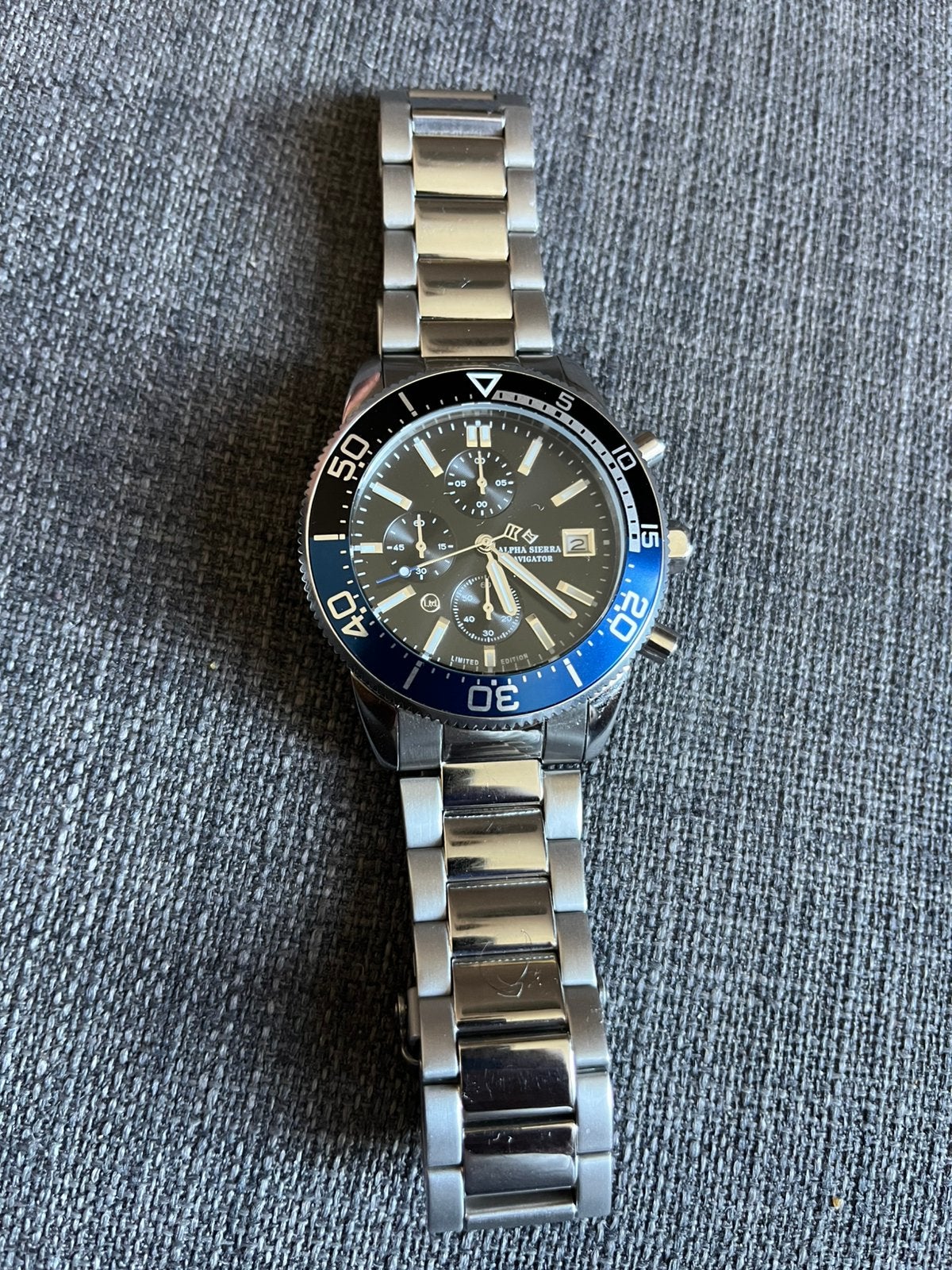 Alpha Sierra, Handtassen en Accessoires, Horloges | Heren, Overige merken, Staal, Polshorloge, Ophalen of Verzenden