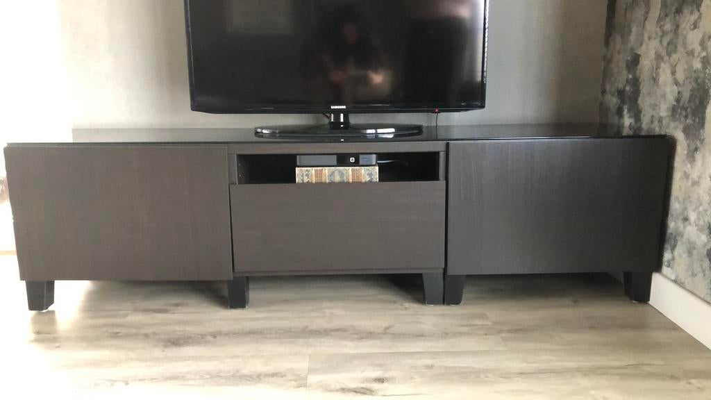Ikea Tv-meubel zwartbruin, Ophalen, Gebruikt, 150 tot 200 cm, Minder dan 100 cm