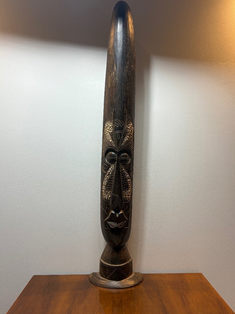 Groot Handgesneden Afrikaans Masker, Antiek en Kunst, Afrika, Masker, Ingelegd, 119 cm