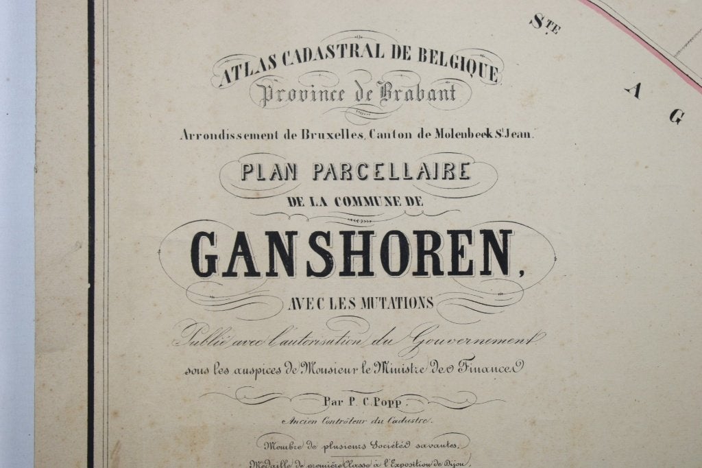 ancienne carte de Ganshoren - Bruxelles, PC Popp, 19e siècle, Antiquités & Art, Enlèvement