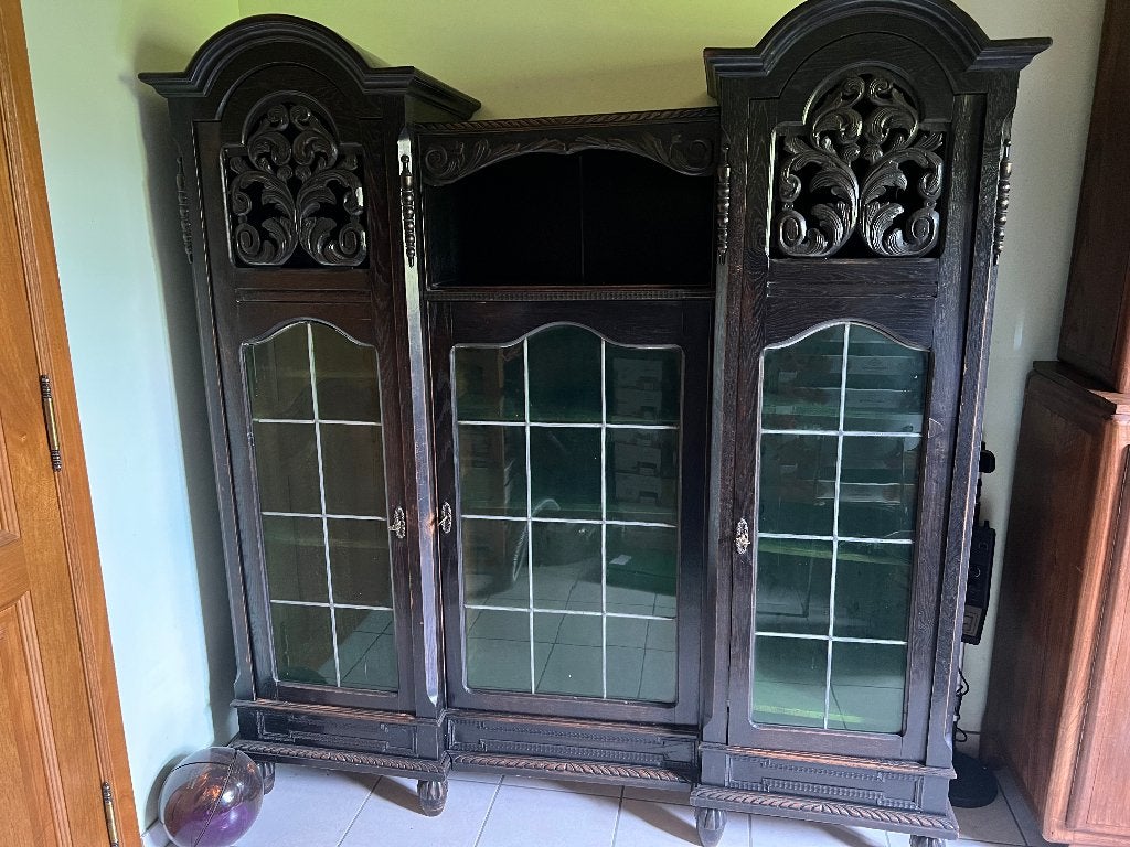 Massieve houten koloniale kast ., Huis en Inrichting, Kasten | Vitrinekasten, Ophalen, 150 tot 200 cm, Antiek massief hout, 150 tot 200 cm