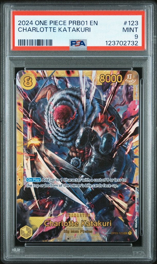ONE PIECE PRB01PREMIUM BOOSTER CHARLOTTE KATAKURI PSA 9, Enlèvement ou Envoi, Comme neuf, Cartes en vrac, Foil