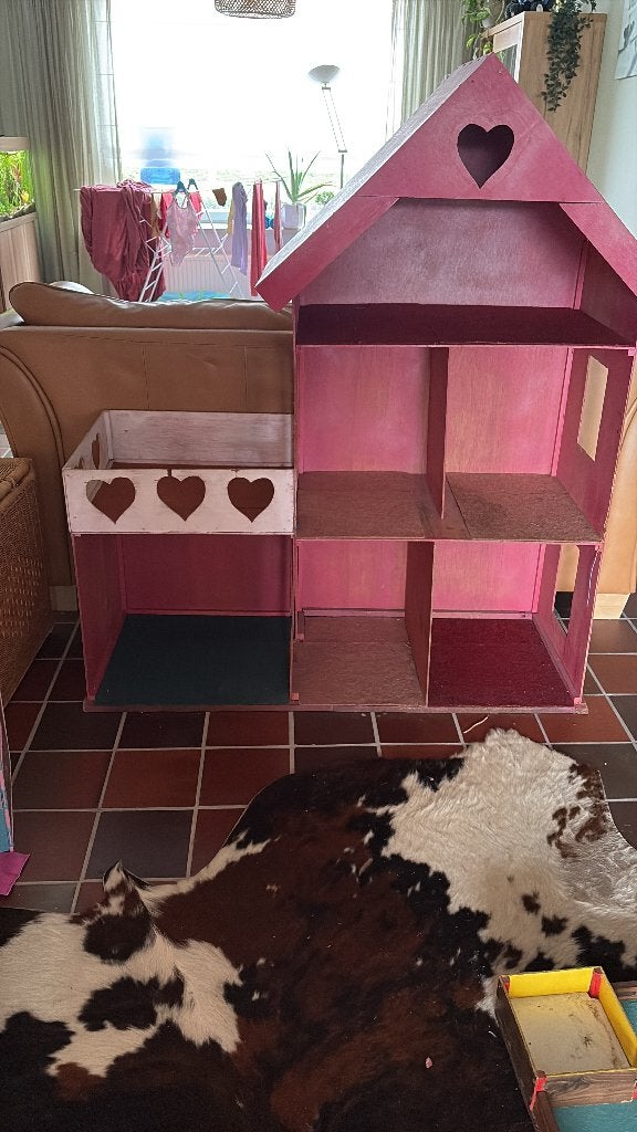 Groot houten Barbie huis, Ophalen, Gebruikt, Poppenhuis