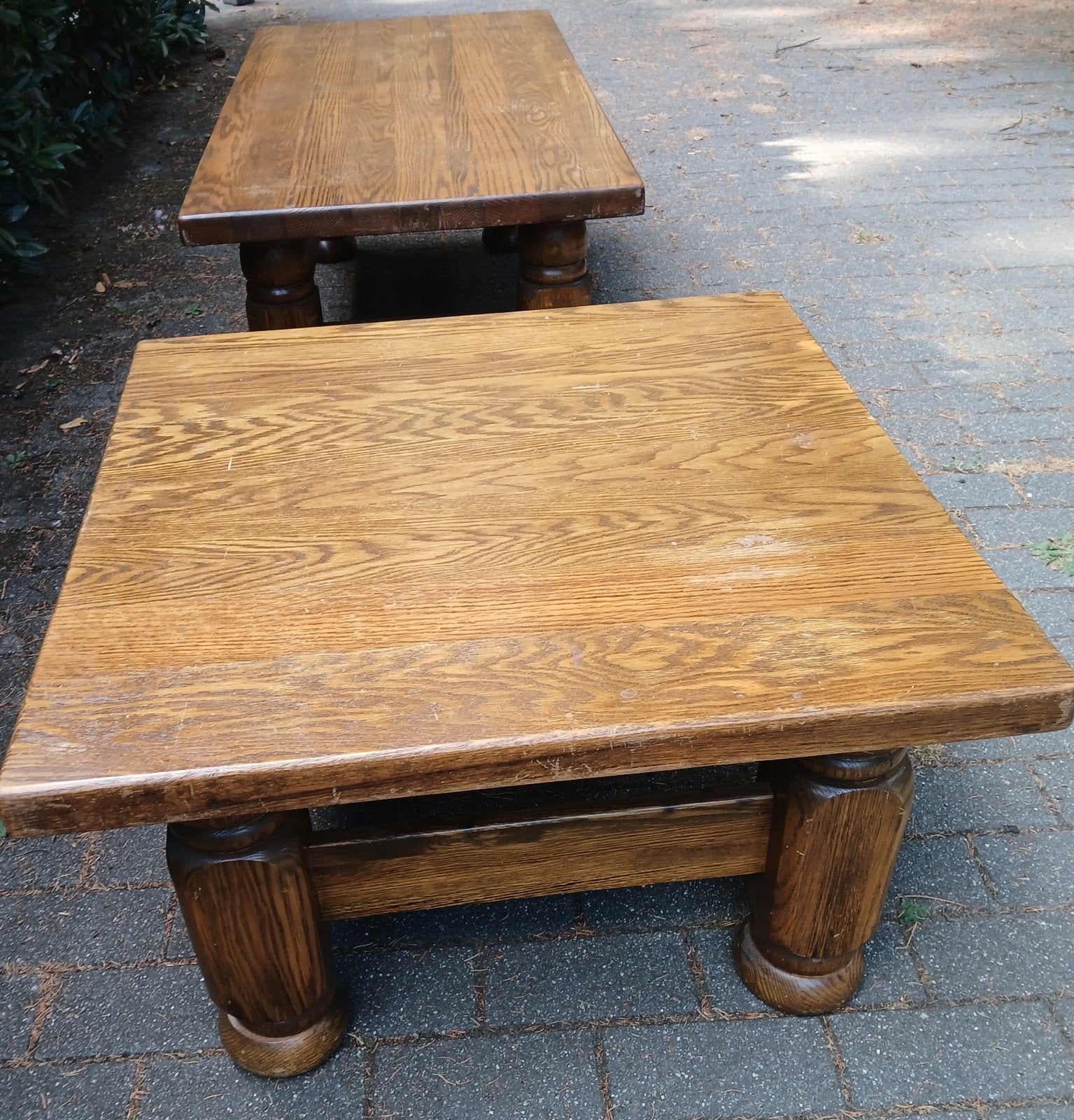 2 eiken salontafels, Ophalen, Gebruikt, Eikenhout, Rechthoekig