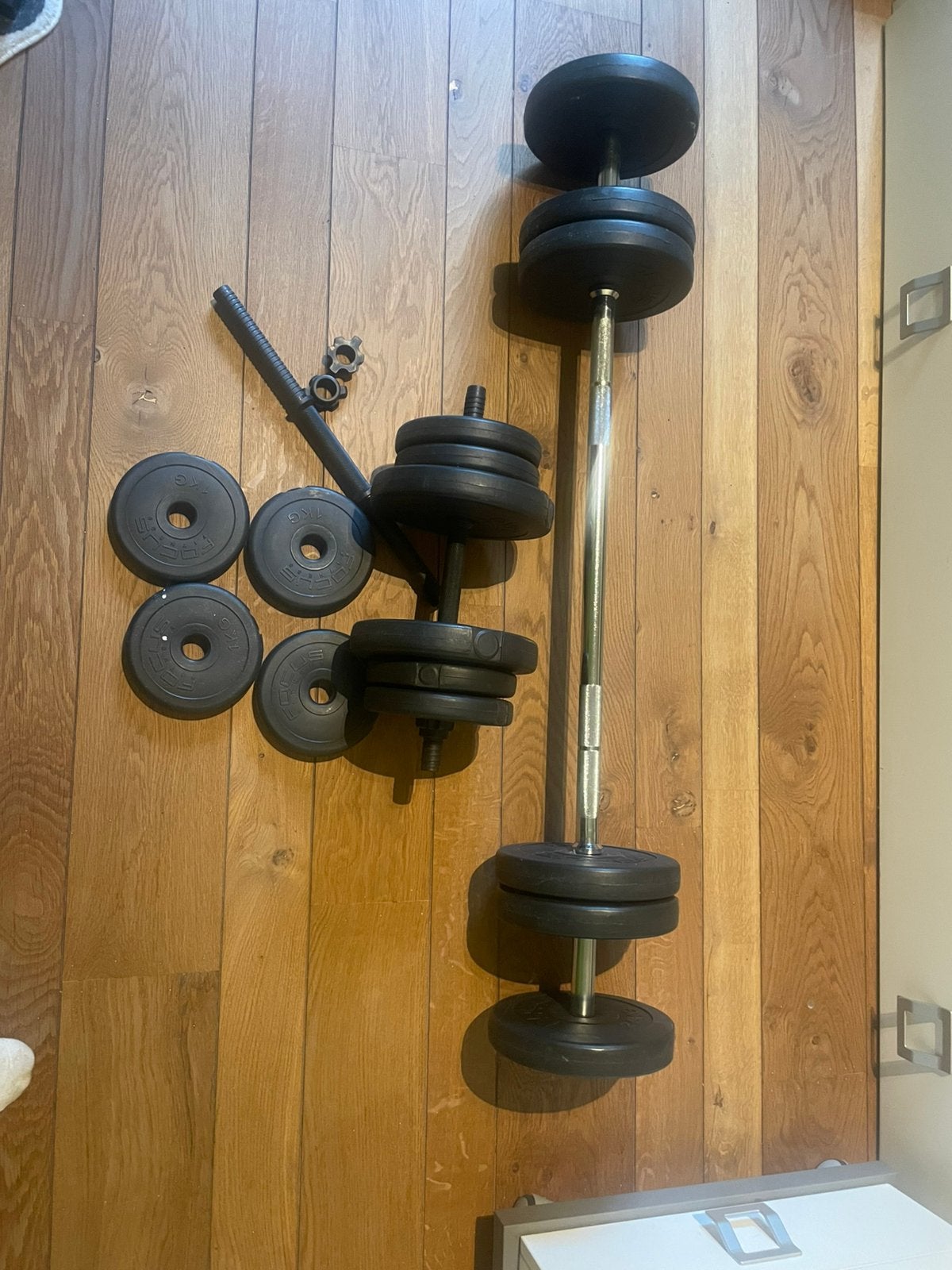 Gewicht + stangen, Sport en Fitness, Ophalen, Zo goed als nieuw, Dumbbell