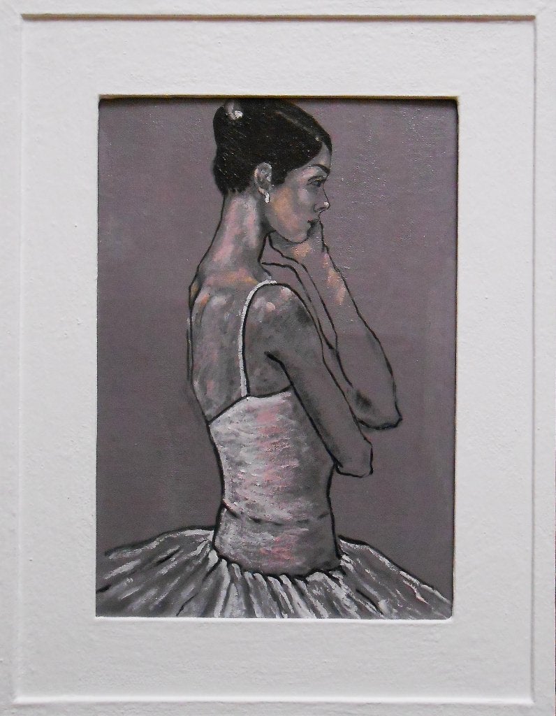 « Ballerine », Textile, Peinture à l'huile, Encadré, Portrait