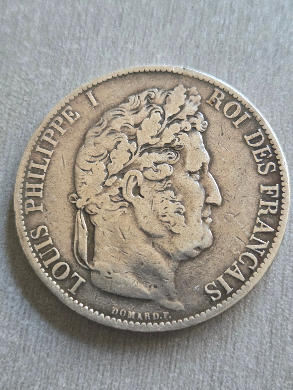 Zilveren Franse 5 francs 1845 W, Ophalen