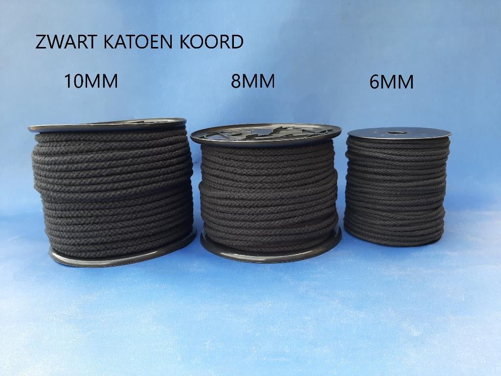 10mm Katoen touw Zwart gevlochten katoen koord, Hobby en Vrije tijd, Ophalen of Verzenden, Nieuw