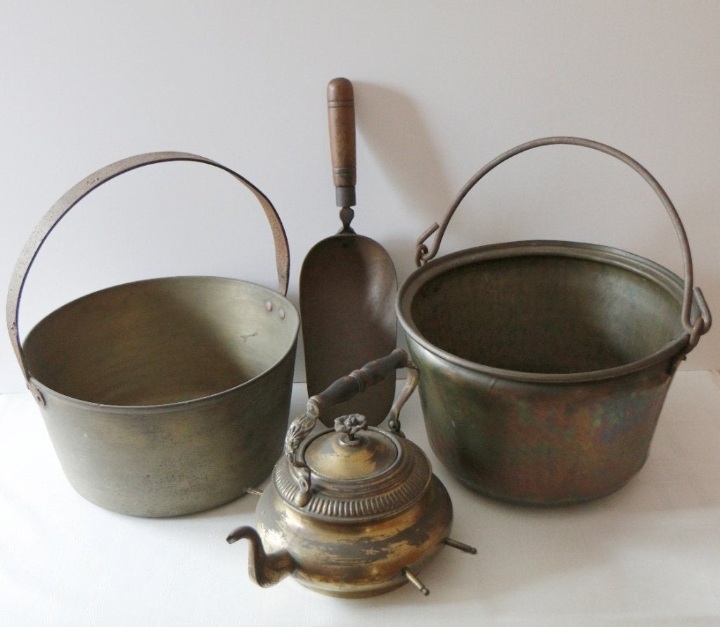 4 Koperen antieke stukken, Antiek en Kunst, Ophalen