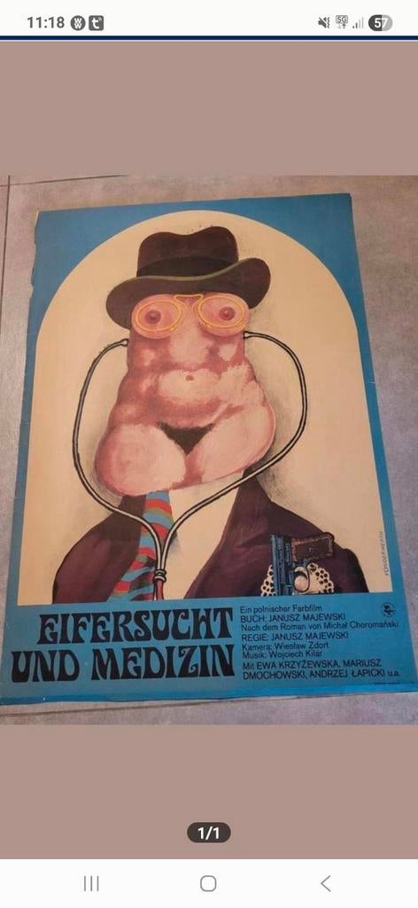 Belle affiche ancienne 1975 DDR Eifersucht und medizin., Enlèvement