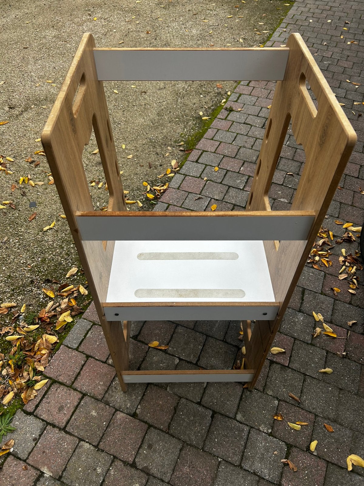 Houten Montessori-leertoren – wit en naturel hout, Ophalen, Zo goed als nieuw