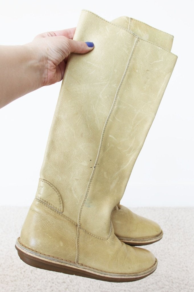 Zeer Mooie Leren Laarzen - 30 (Maat 38) € 125,-, Hoge laarzen, Verzenden, Beige, Zo goed als nieuw