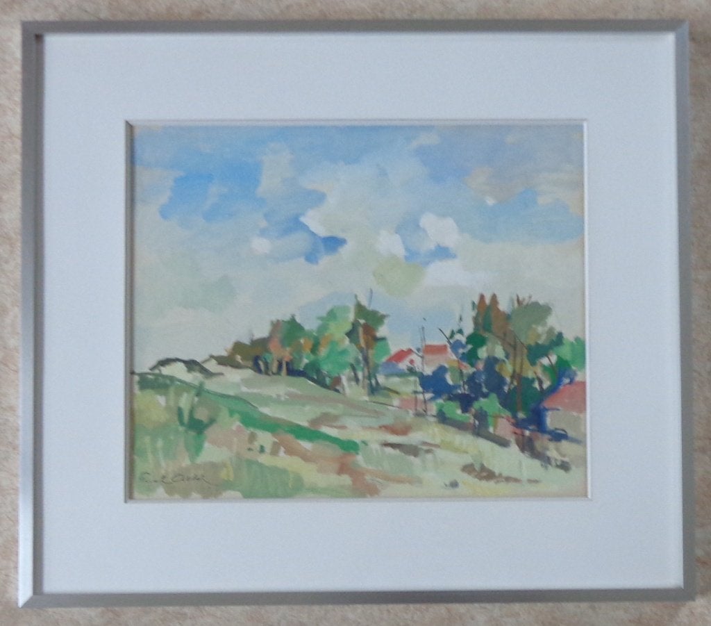ERNEST ALBERT / BRETAGNE / ORIGINEEL WERK / 57x65cm / KADER, Landschap, Papier/karton, Ophalen of Verzenden, Olieverf