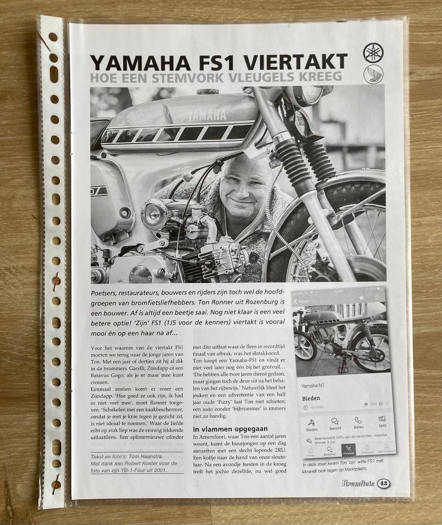 Map met documentatie Yamaha FS 1 Viertakt Bromfietsen, Fietsen en Brommers, Verzenden, Zo goed als nieuw