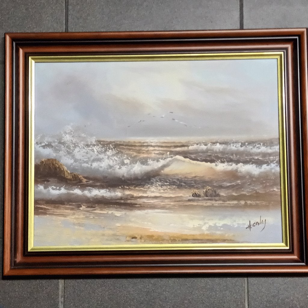 Schilderij zeegezicht, Enlèvement, Signé
