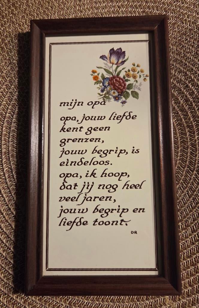 Houten lijst met spreuk op tegel "Opa", Ophalen of Verzenden, Zo goed als nieuw