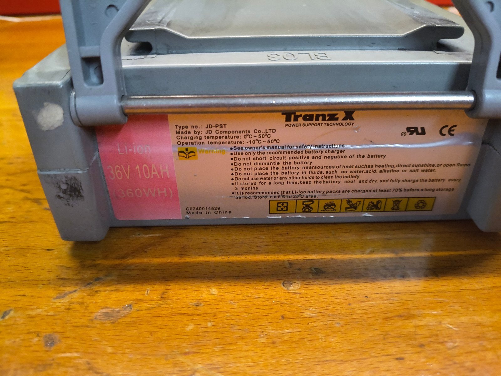 TranzX batterij ebike 36v 10Ah 360Wh, Gebruikt