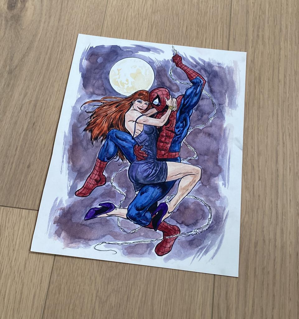 Spiderman - Mary-Jane Watson - originele tekening - aquarel, Boeken, Stripverhalen, Ophalen of Verzenden, Nieuw