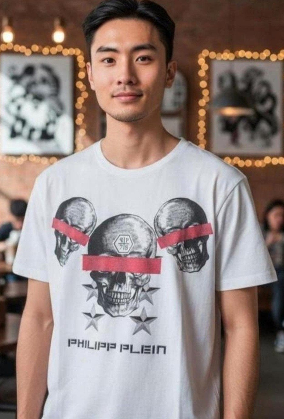 PHILIPP PLEIN T-Shirt Maat M - Gedragen maar goede Staar, Maat 48/50 (M), Wit, Ophalen of Verzenden, Philipp Plein