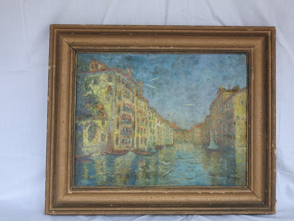 schilderij landschap, Antiquités & Art, Peinture à l'huile, Expressionniste, Enlèvement, Toile